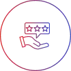 Icon representing exceptional customer service with support or communication symbol