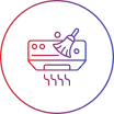 Gradient icon featuring a brush and vacuum cleaner representing deep cleaning services