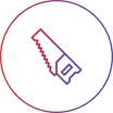 Circular gradient icon representing carpentry services with tools