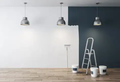 Interior painting service showcasing color options and precise wall finishes