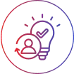 Icon symbolizing personalized carpentry solutions with a gradient circular design