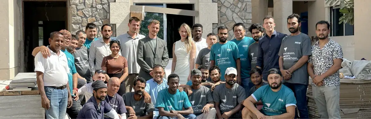 The REDO team outside a villa under renovation in Dubai