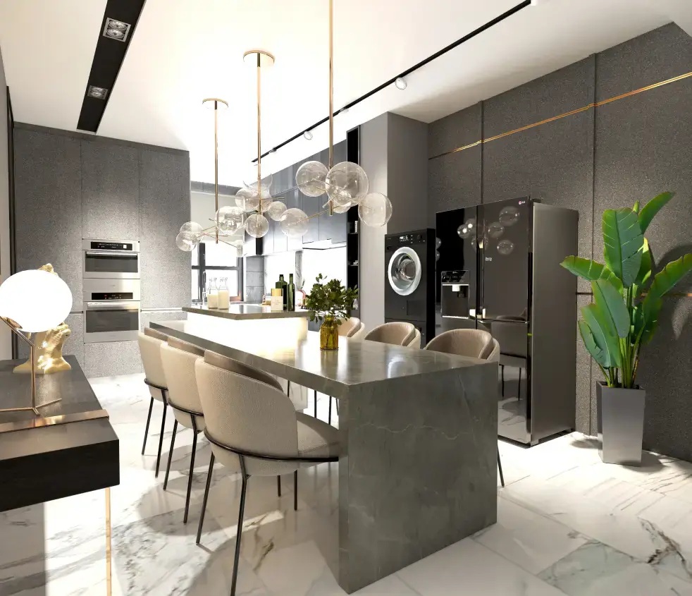Infographic of key kitchen renovation factors in UAE like design, permits, and materials.